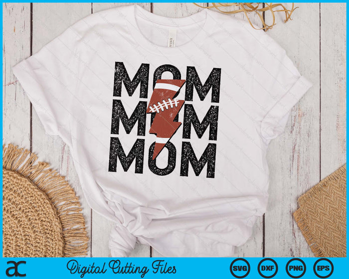 American Football Mom Distressed Lightning Bolt SVG PNG Digital Printable Files