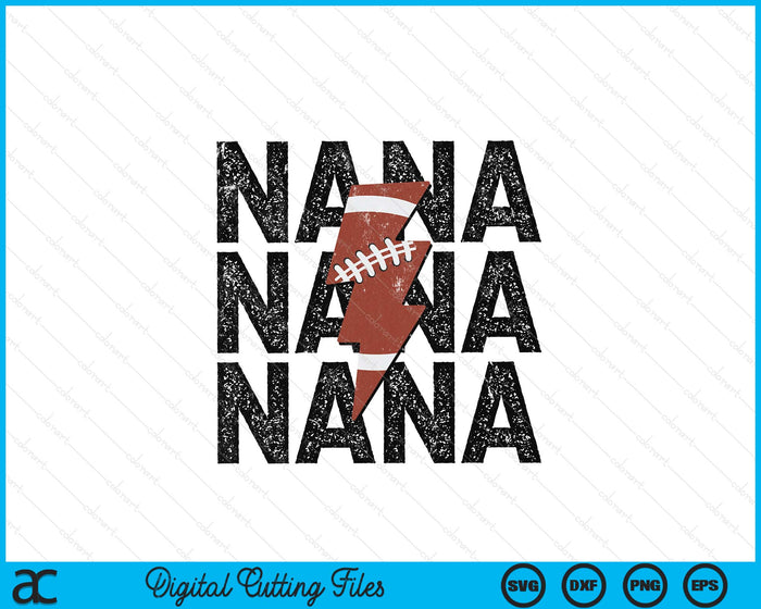 American Football Nana Distressed Lightning Bolt SVG PNG Digital Printable Files