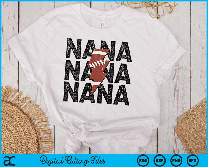 American Football Nana Distressed Lightning Bolt SVG PNG Digital Printable Files