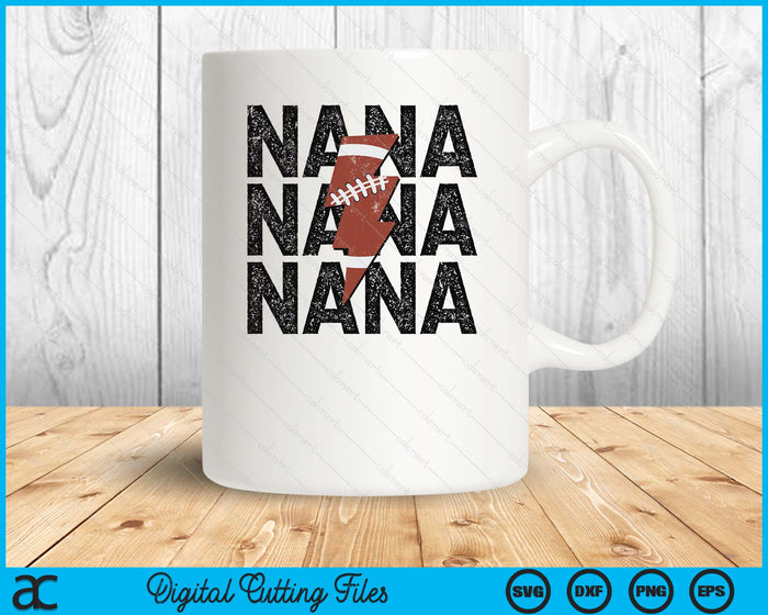 American Football Nana Distressed Lightning Bolt SVG PNG Digital Printable Files