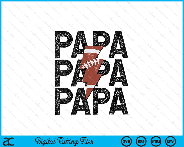 American Football Papa Distressed Lightning Bolt SVG PNG Digital Printable Files