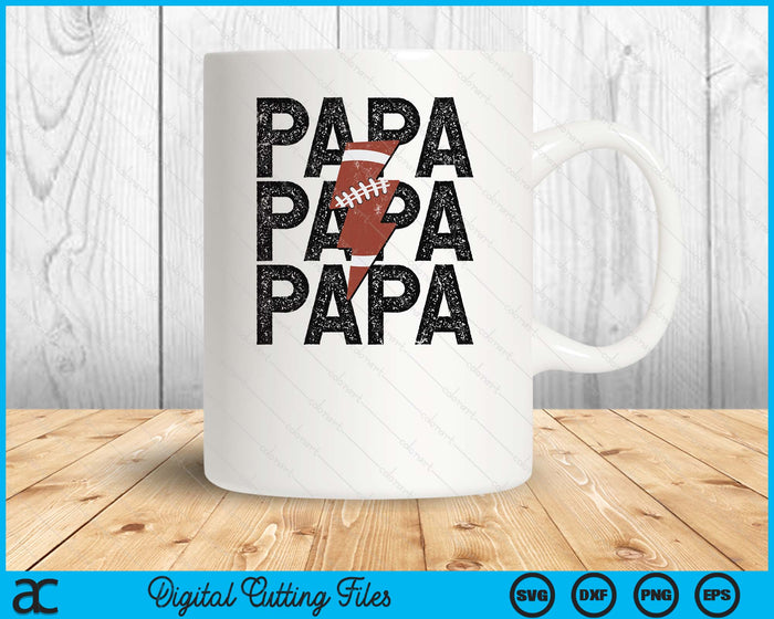 American Football Papa Distressed Lightning Bolt SVG PNG Digital Printable Files