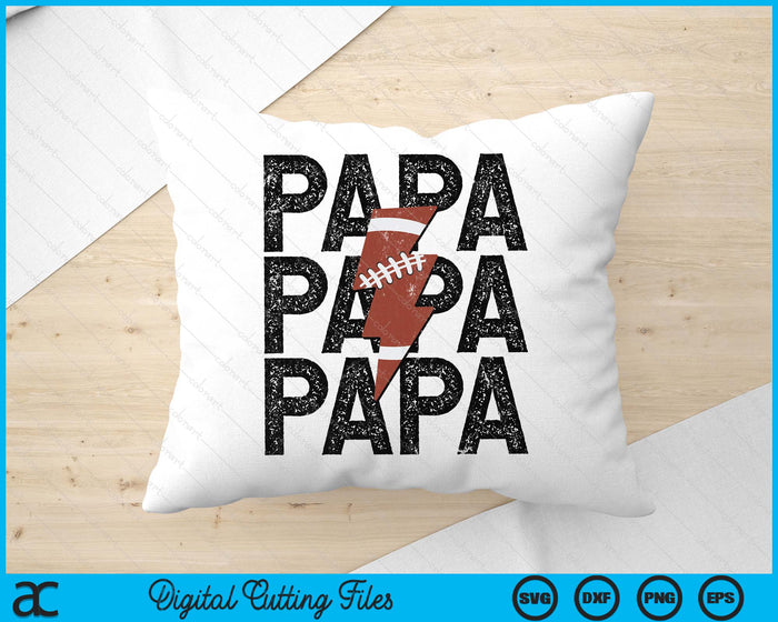 American Football Papa Distressed Lightning Bolt SVG PNG Digital Printable Files