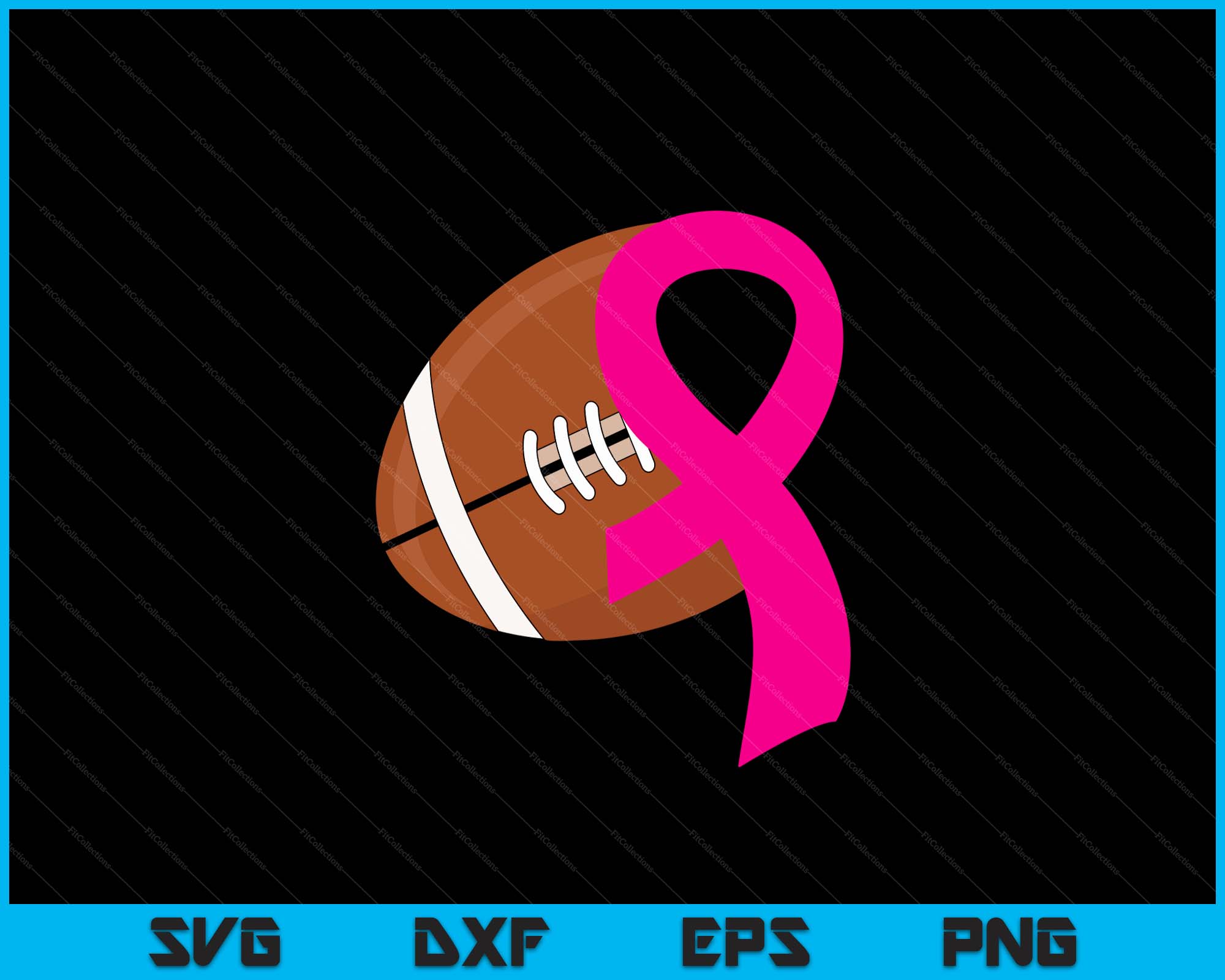Pink Football Ribon American Football Pink Ribbon Heart Cool Breast Cancer SVG Files ...