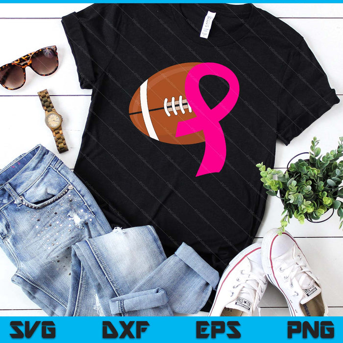 American Football Pink Ribbon Heart Cool Breast Cancer Awareness Gifts SVG PNG Digital Cutting Files