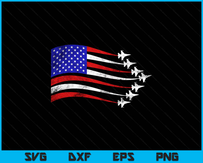 American Patriotic Fighter Jets USA Flag Waving 4th Of July SVG PNG Digital Printable Files