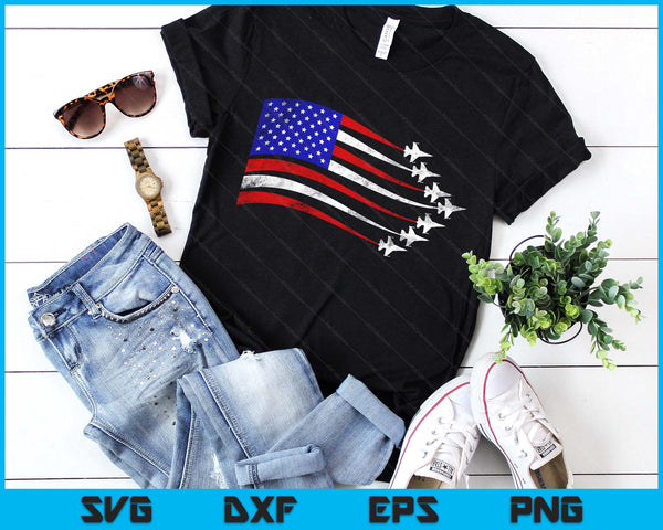 American Patriotic Fighter Jets USA Flag Waving 4th Of July SVG PNG Digital Printable Files
