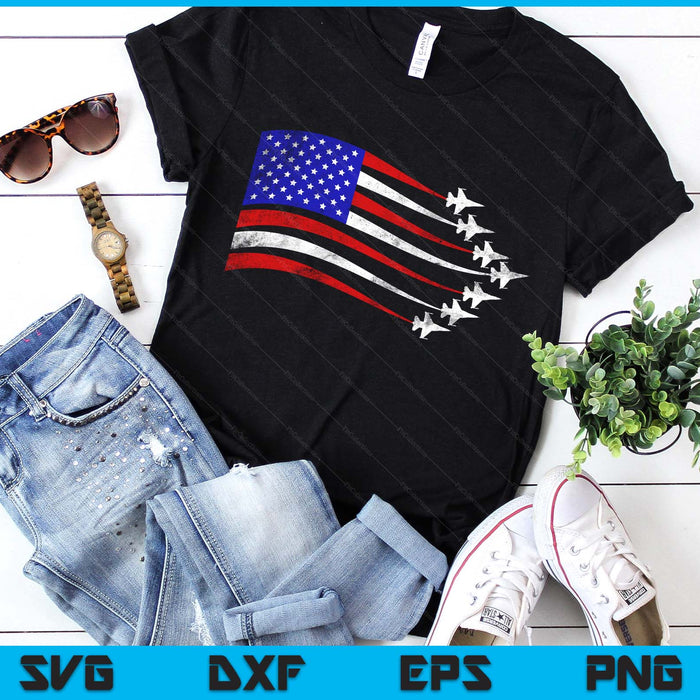 American Patriotic Fighter Jets USA Flag Waving 4th Of July SVG PNG Digital Printable Files