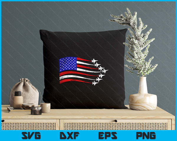 American Patriotic Fighter Jets USA Flag Waving 4th Of July SVG PNG Digital Printable Files