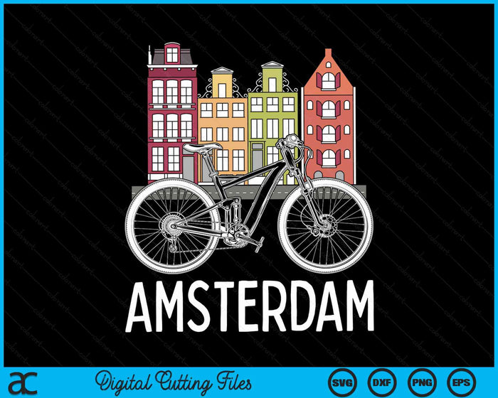 Amsterdam Netherlands Retro Bicycle Bike Gift SVG PNG Digital Cutting Files