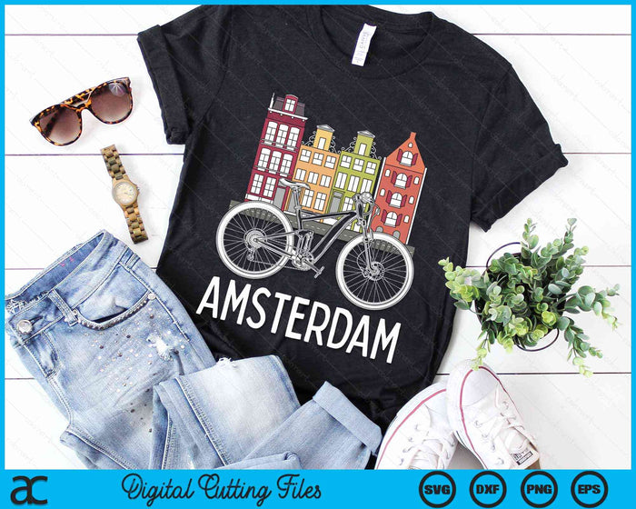 Amsterdam Netherlands Retro Bicycle Bike Gift SVG PNG Digital Cutting Files