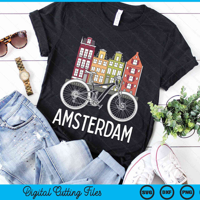 Amsterdam Netherlands Retro Bicycle Bike Gift SVG PNG Digital Cutting Files