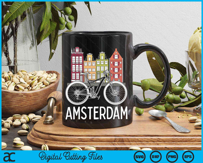 Amsterdam Netherlands Retro Bicycle Bike Gift SVG PNG Digital Cutting Files