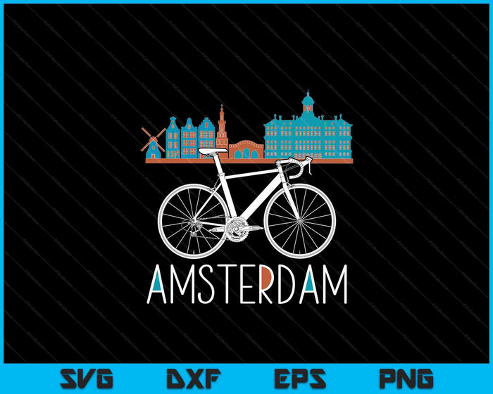 Amsterdam Retro Netherlands Bicycle Bike Gift SVG PNG Digital Cutting File