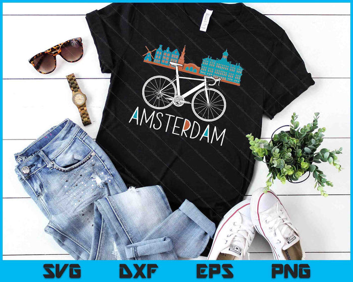 Amsterdam Retro Netherlands Bicycle Bike Gift SVG PNG Digital Cutting File