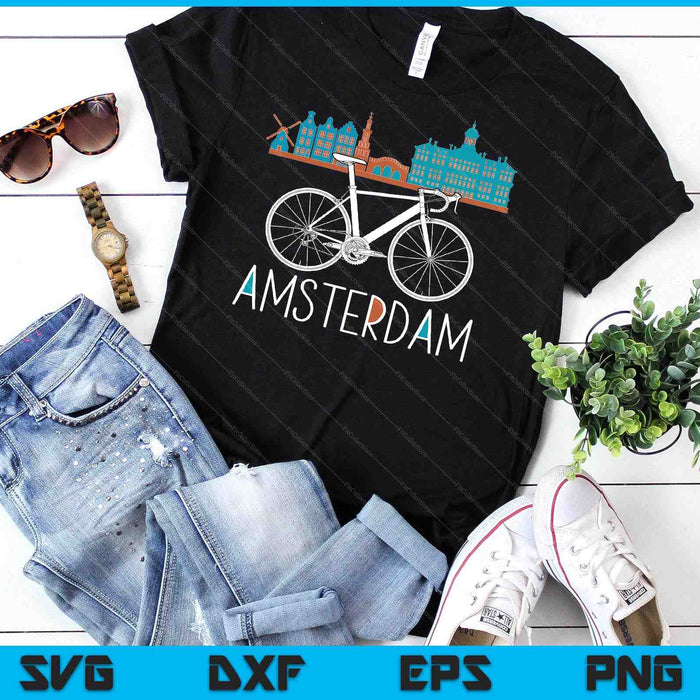 Amsterdam Retro Netherlands Bicycle Bike Gift SVG PNG Digital Cutting File