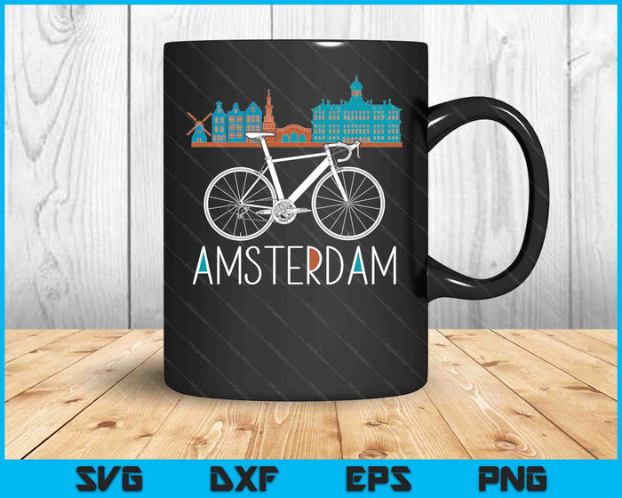 Amsterdam Retro Netherlands Bicycle Bike Gift SVG PNG Digital Cutting File