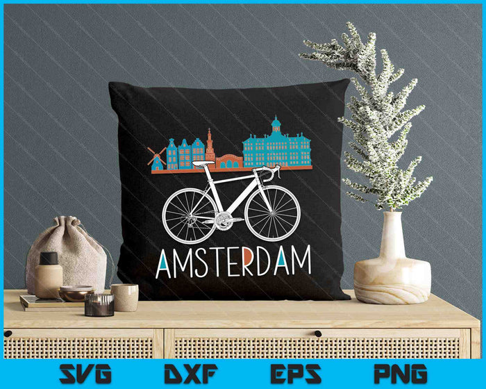 Amsterdam Retro Netherlands Bicycle Bike Gift SVG PNG Digital Cutting File