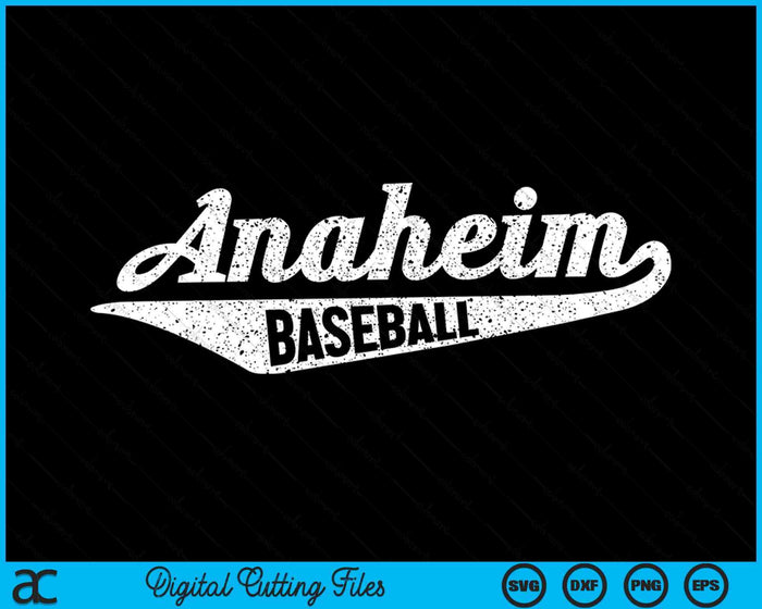 Anaheim honkbal script Vintage noodlijdende SVG PNG digitale snijbestanden