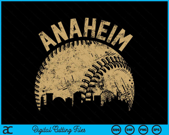 Anaheim Baseball Skyline Player Coach Fan SVG PNG Digital Printable Files