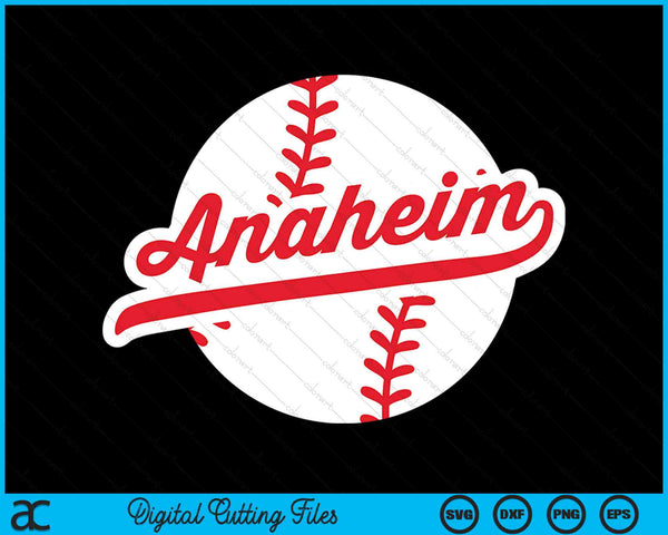 Anaheim Baseball Vintage California Pride Love City Red SVG PNG digitale snijbestanden 