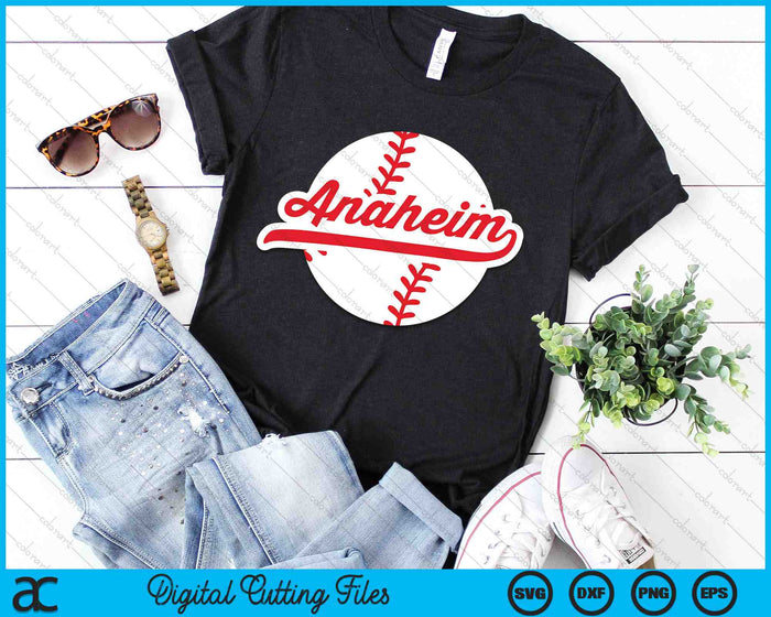 Anaheim Baseball Vintage California Pride Love City Red SVG PNG digitale snijbestanden 