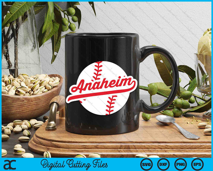 Anaheim Baseball Vintage California Pride Love City Red SVG PNG digitale snijbestanden 