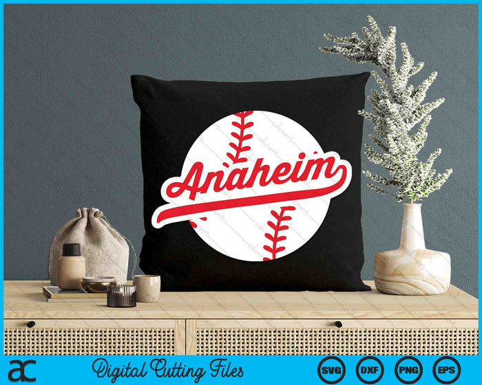 Anaheim Baseball Vintage California Pride Love City Red SVG PNG digitale snijbestanden 