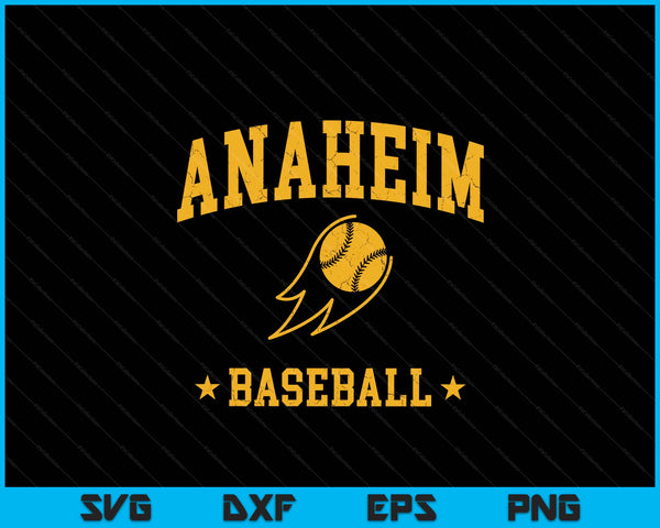 Anaheim Baseball Vintage Gameday Retro Baseball Lover SVG PNG Digital Printable Files