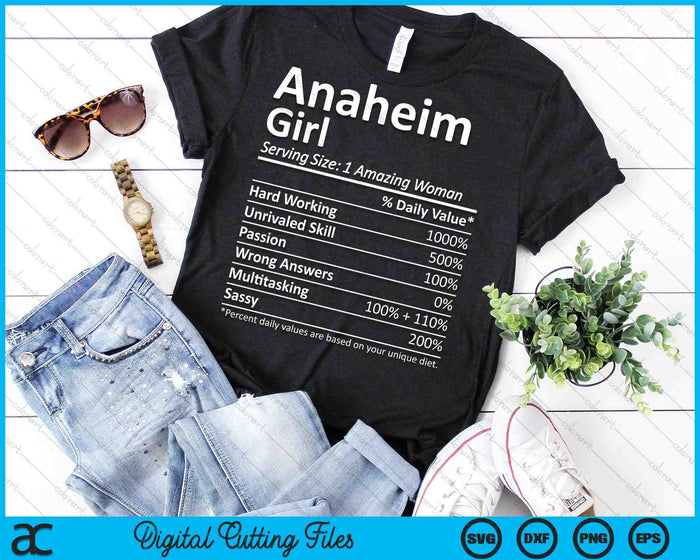 Anaheim Girl CA California Funny City Home Roots SVG PNG Archivos de corte digital