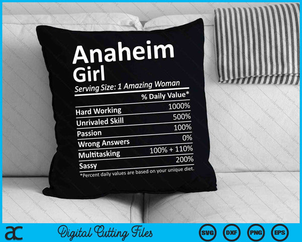 Anaheim Girl CA California Funny City Home Roots SVG PNG Archivos de corte digital