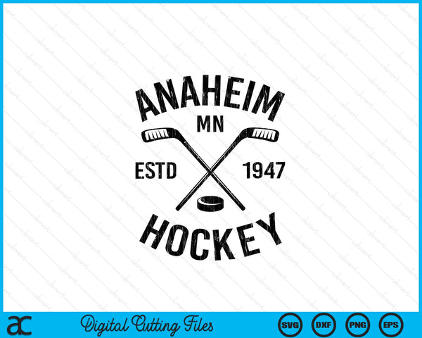 Anaheim Minnesota Ice Hockey Sticks Vintage Gift SVG PNG Digital Cutting Files