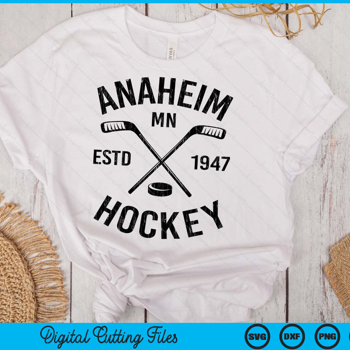 Anaheim Minnesota Ice Hockey Sticks Vintage Gift SVG PNG Digital Cutting Files