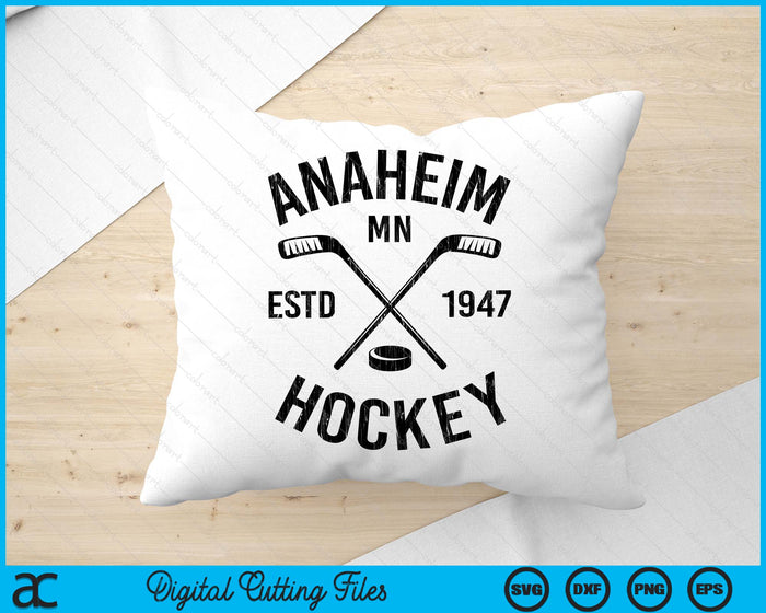 Anaheim Minnesota Ice Hockey Sticks Vintage Gift SVG PNG Digital Cutting Files