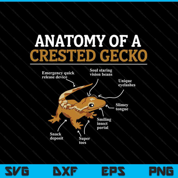Anatomie van een Crested Gecko SVG PNG digitale snijbestanden