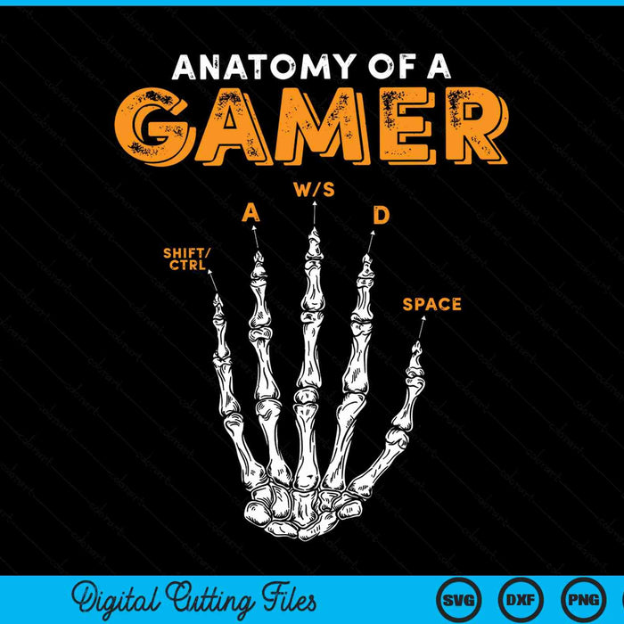 Anatomy of a gamer skeleton hand SVG cut file