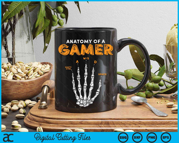 Anatomy Of A Gamer Skeleton Hand SVG PNG Digital Cutting Files