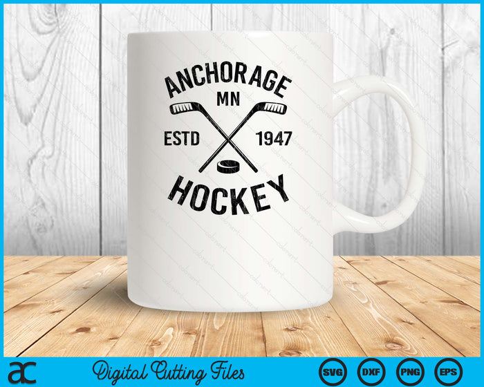 Anchorage Minnesota Ice Hockey Sticks Vintage Gift SVG PNG Digital Cutting Files