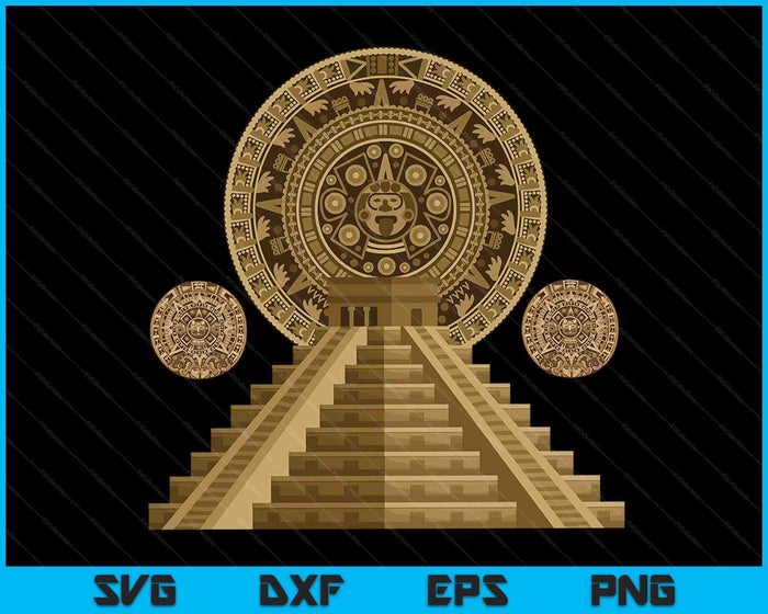 Ancient Sacred Mayan Aztec Calendar Pyramid Geometry SVG PNG Digital Cutting Files