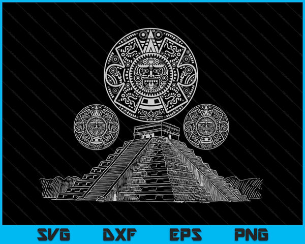 Oude heilige Maya Azteekse kalender piramide geometrie SVG PNG digitale snijbestanden