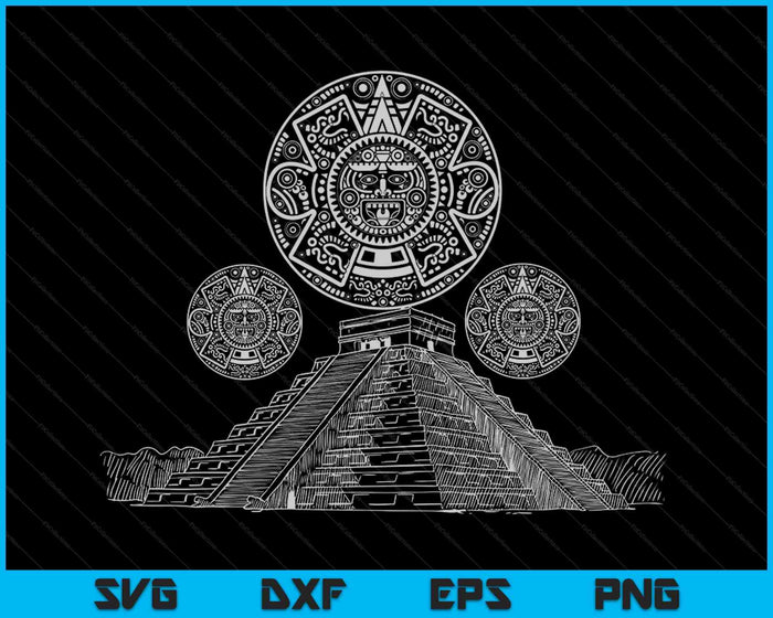 Ancient Sacred Mayan Aztec Calendar Pyramid Geometry SVG PNG Digital Cutting Files