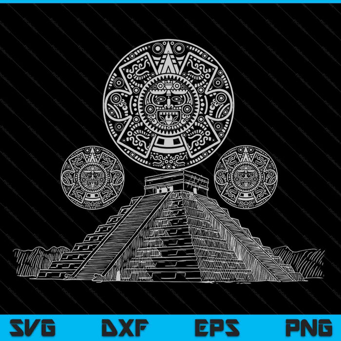 Oude heilige Maya Azteekse kalender piramide geometrie SVG PNG digitale snijbestanden