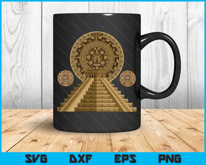 Ancient Sacred Mayan Aztec Calendar Pyramid Geometry SVG PNG Digital Cutting Files