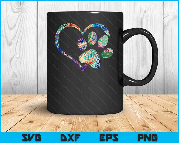 Animal Rescue Dog Paw Print Tie Dye Rainbow SVG PNG digitale snijbestanden