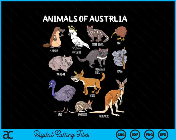 Animals Of Australia Australian Animal Educational SVG PNG Digital Printable Files