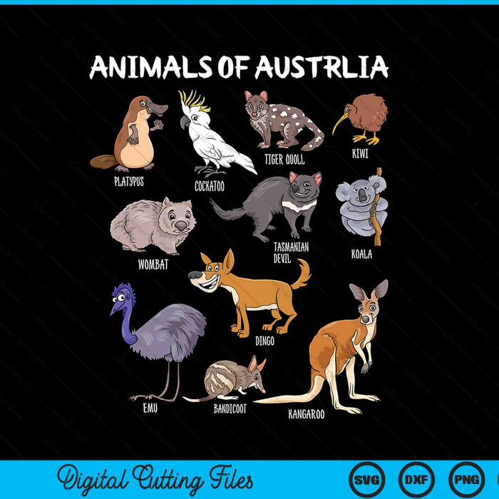 Animals Of Australia Australian Animal Educational SVG PNG Digital Printable Files