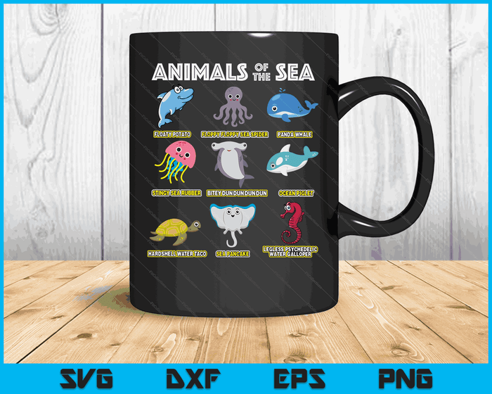 Dieren van de wereld zeedieren grappige Oceaan Humor Meme SVG PNG digitale snijbestanden