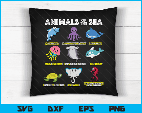 Animals Of The World Sea Creatures Funny Ocean Humor Meme SVG PNG Digital Cutting Files