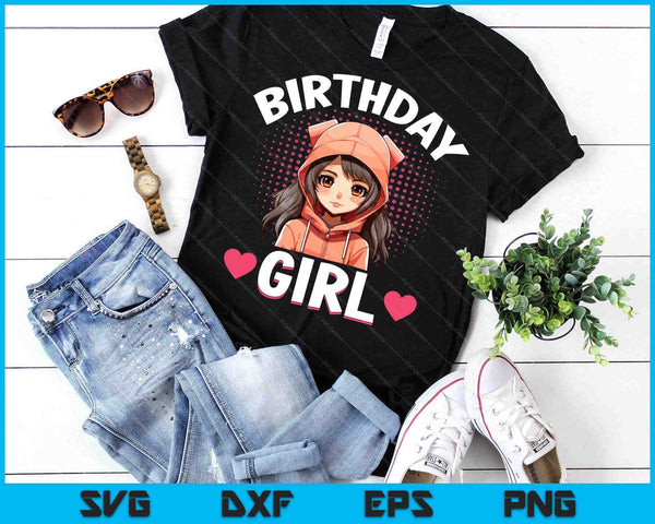 Anime Manga Birthday Girl Birthday SVG PNG Digital Printable Files