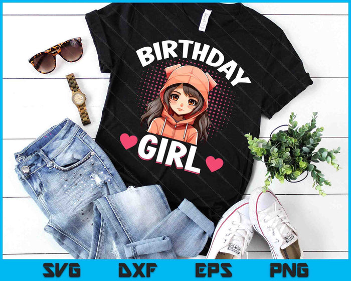 Anime Manga Birthday Girl Birthday SVG PNG Digital Printable Files